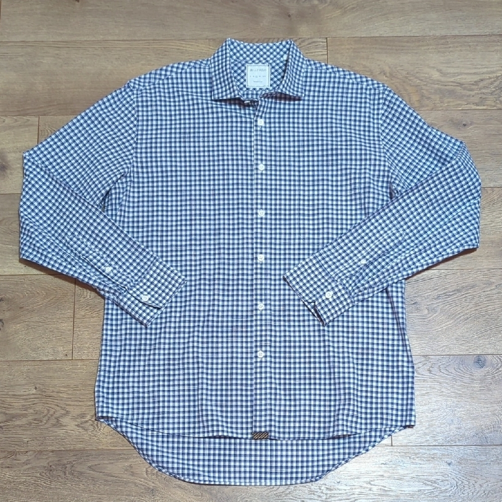 Billy Reid Slim Cut Men's Button Down Check Long Sleeve Shirt Size Large